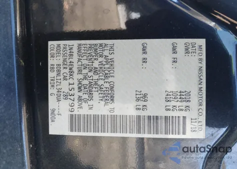2019 Nissan Altima 2.5 Sl from USA, damaged, VIN 1N4BL4EW8KC153799